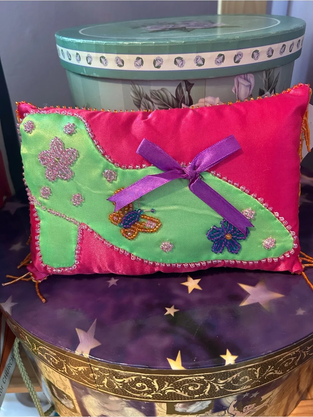 Y2K Satin Decorative Pillow Trio - Pink, Blue & Purple Shoe Design
